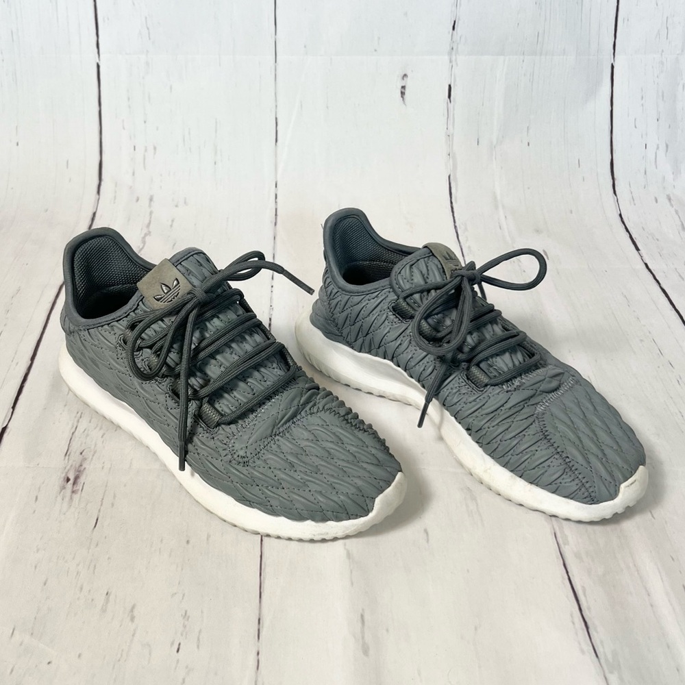 Adidas Tubular Shadow Onix Grey Diamond Knit Sneakers - Women's 6.5